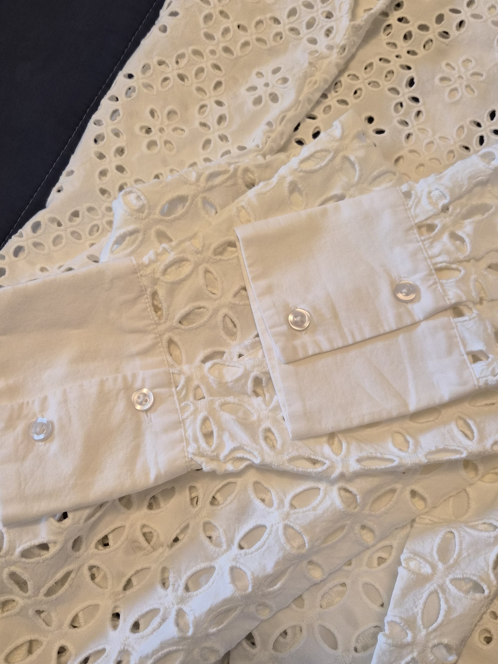 Express White Eyelet Cotton Button-Up Shirt - Women - Picture 9 of 11